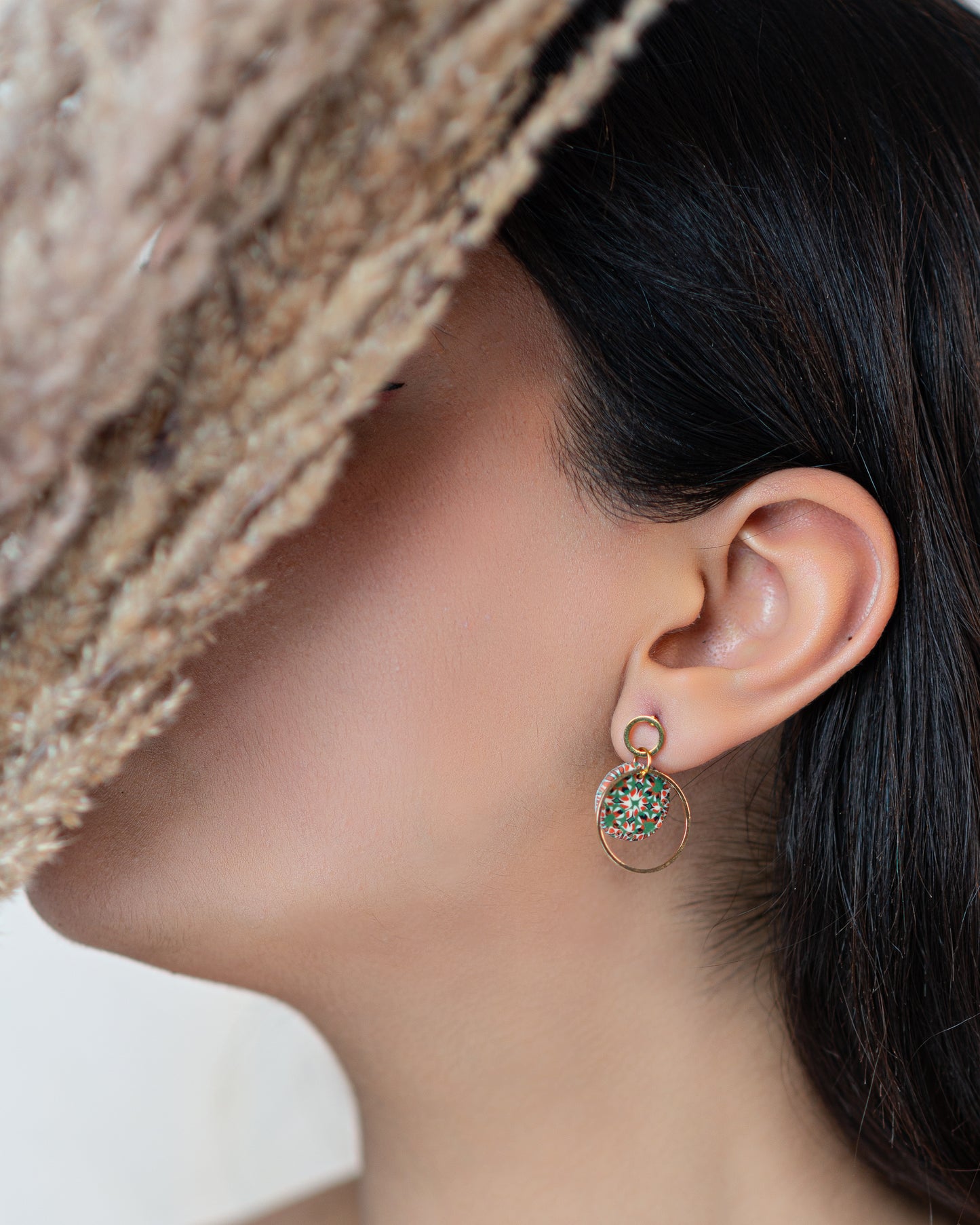 Boucles d’Oreilles Pendantes Rondes Plates