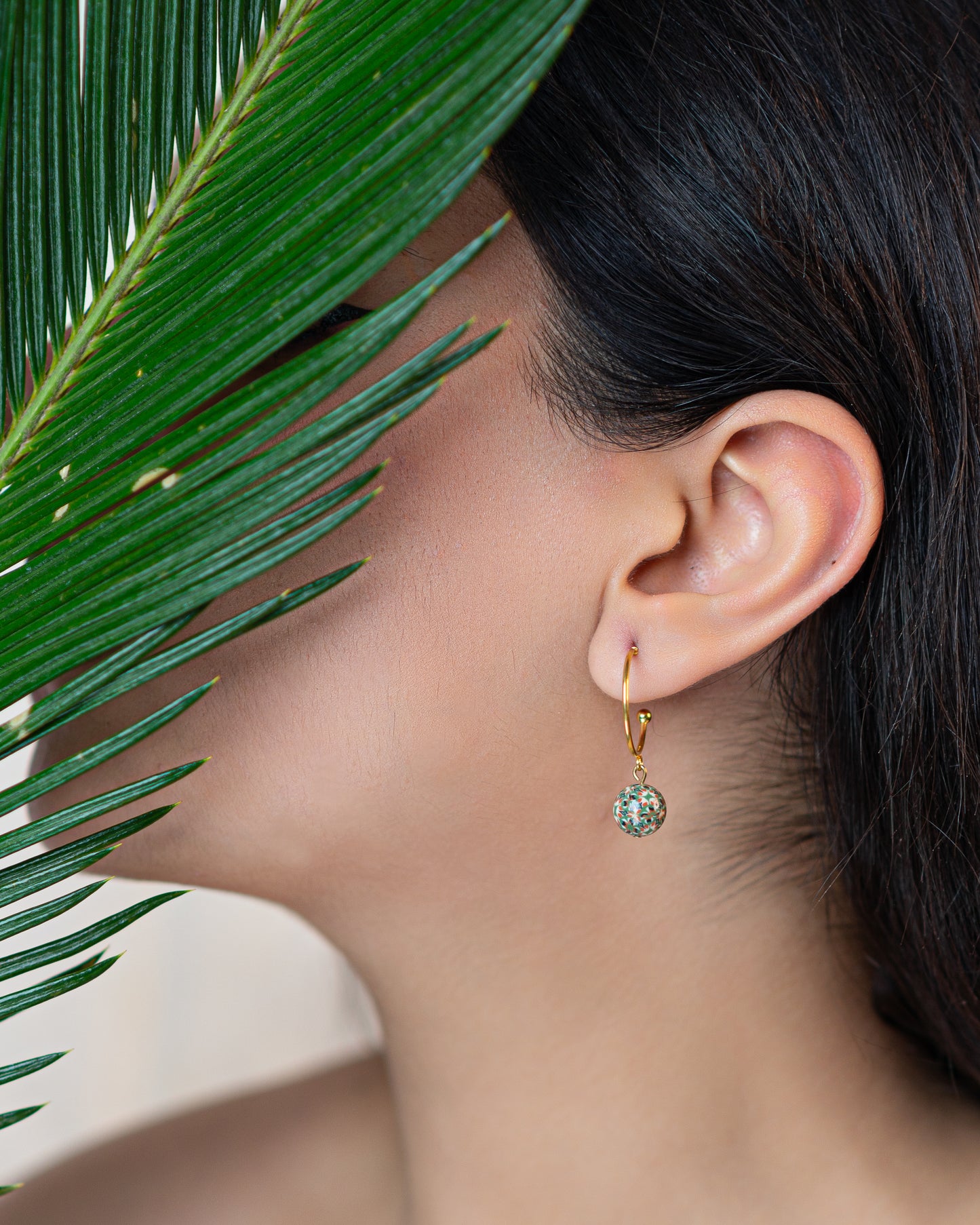 Boucles d'Oreilles Créoles avec Perle à motifs