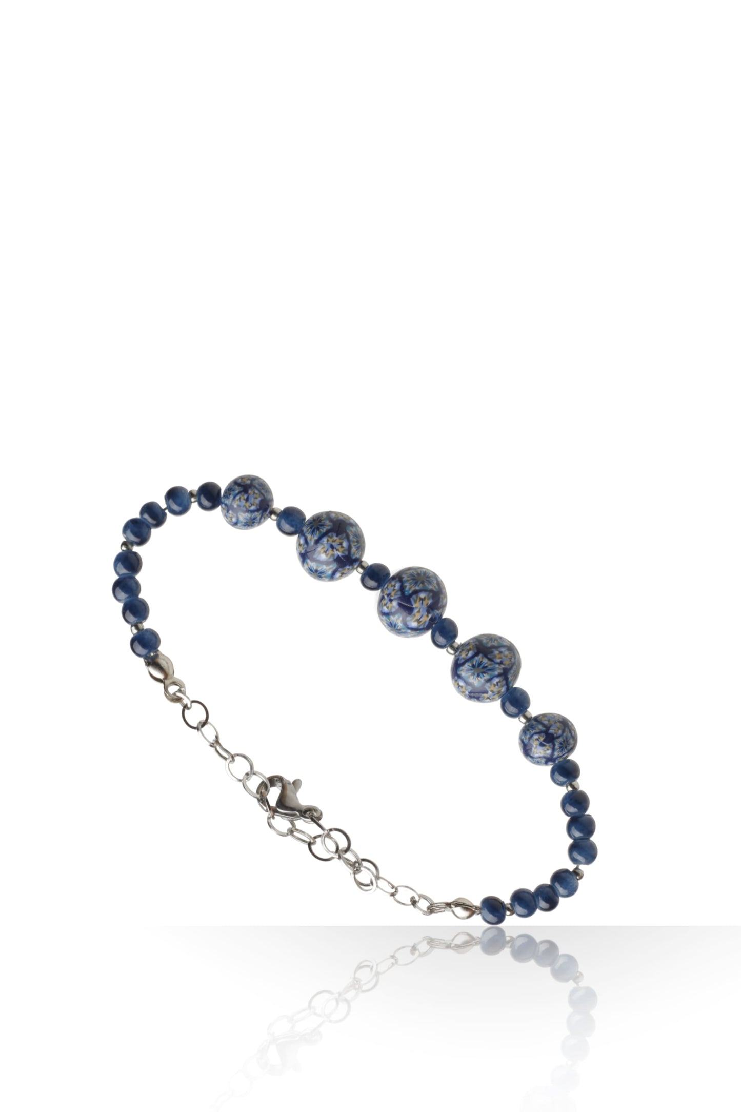 Bracelet Chaînette et Perles Bleues Originales