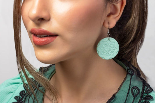 Boucles d'oreilles bleues pendantes Cercle