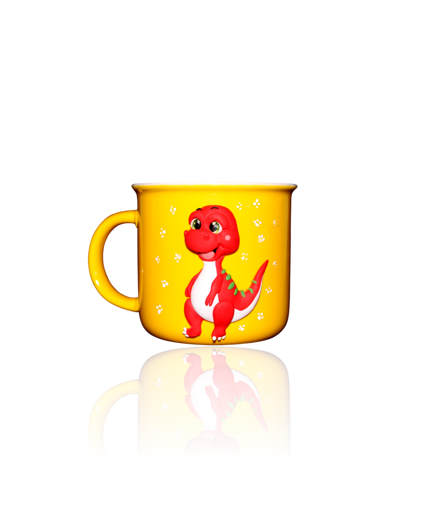 Mug Jaune Personnalisé Dinosaure Rouge