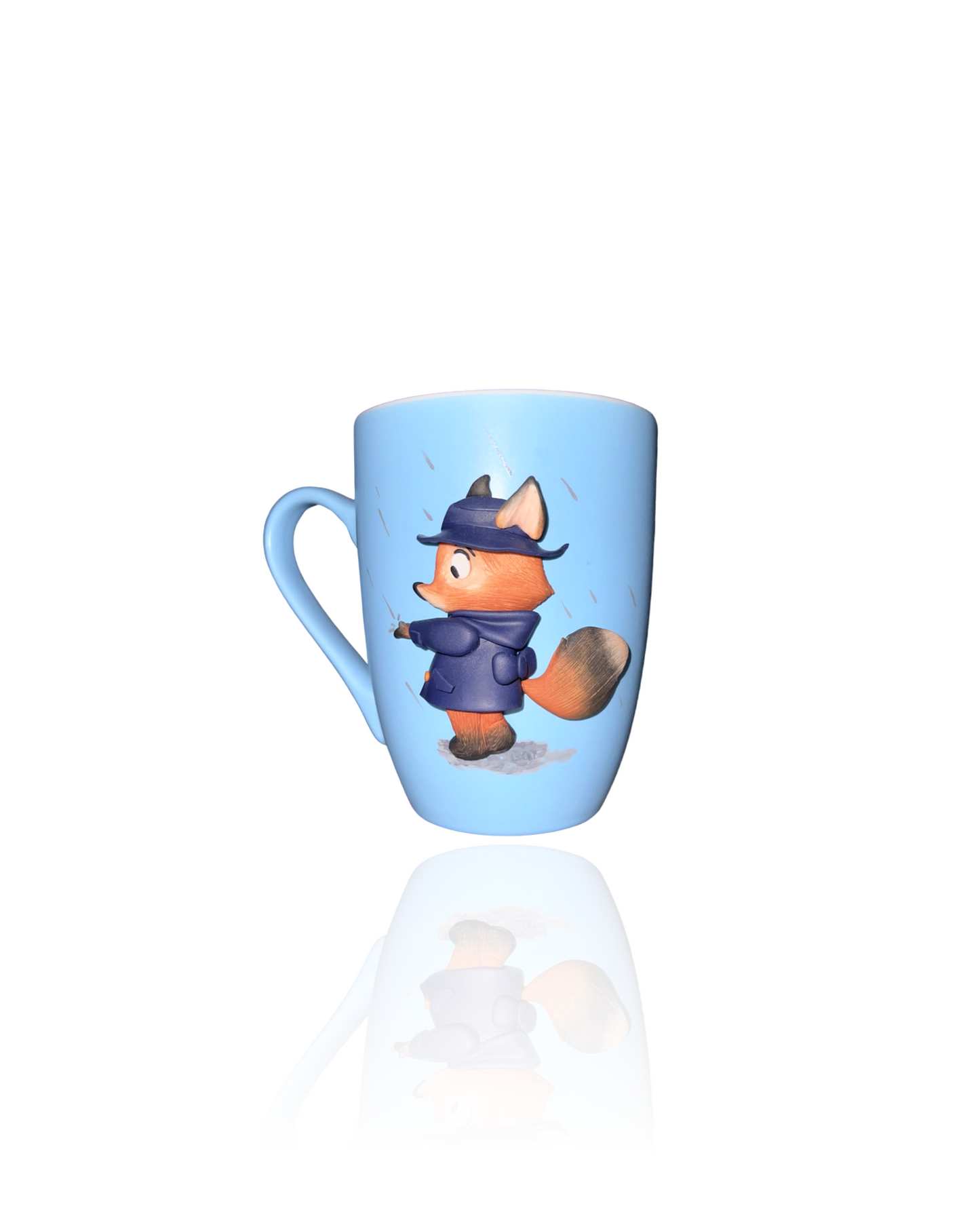 Mug Bleu Renard sous la Pluie - Tasse Personnalisée Renard