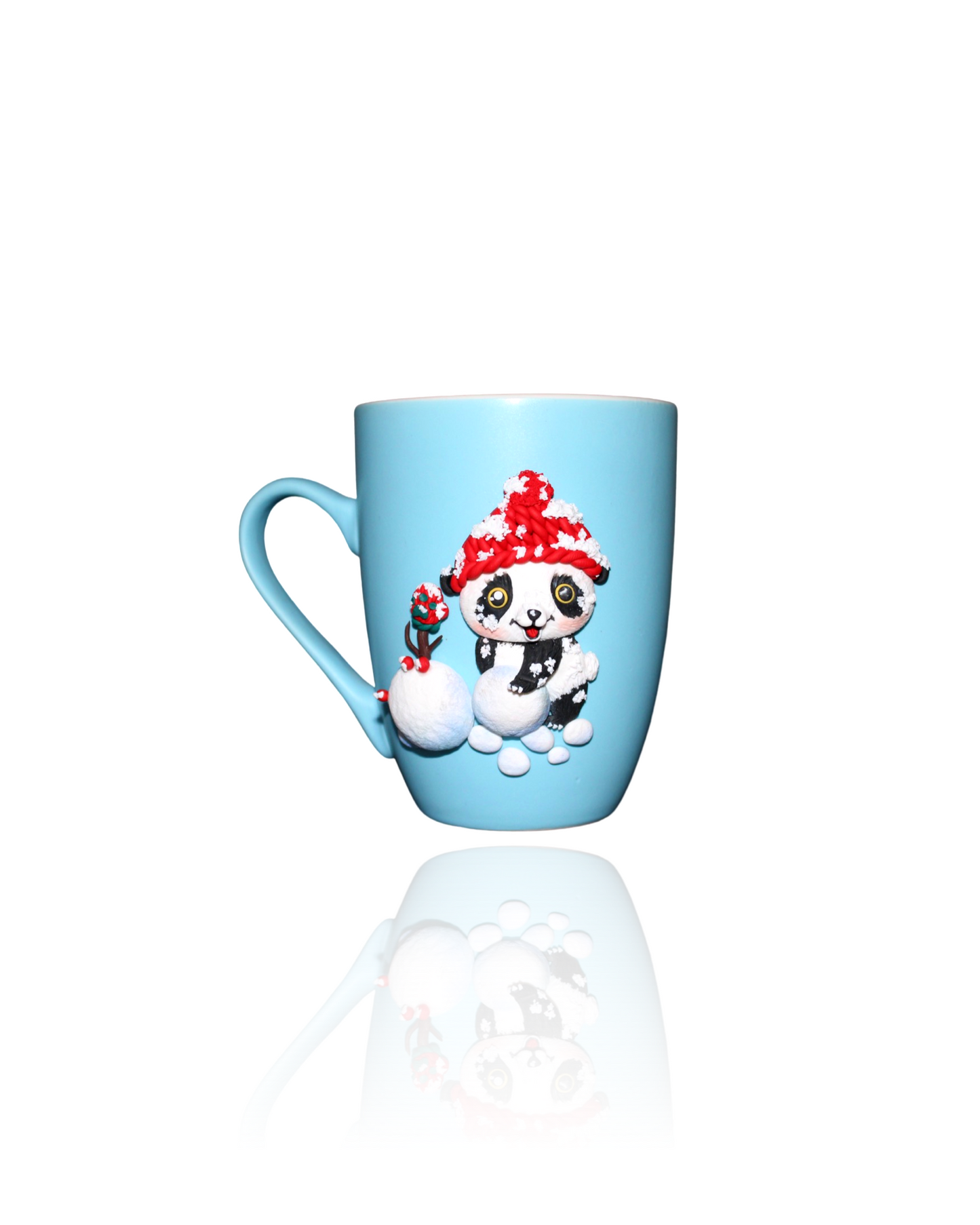 Mug Bleu Personnalisé Panda et Neige