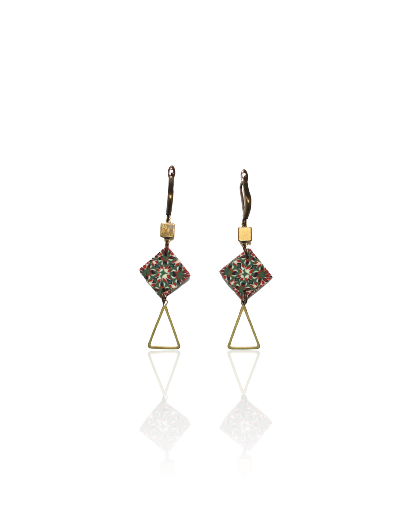 Boucles d'oreilles pendantes géométriques carré plaqué