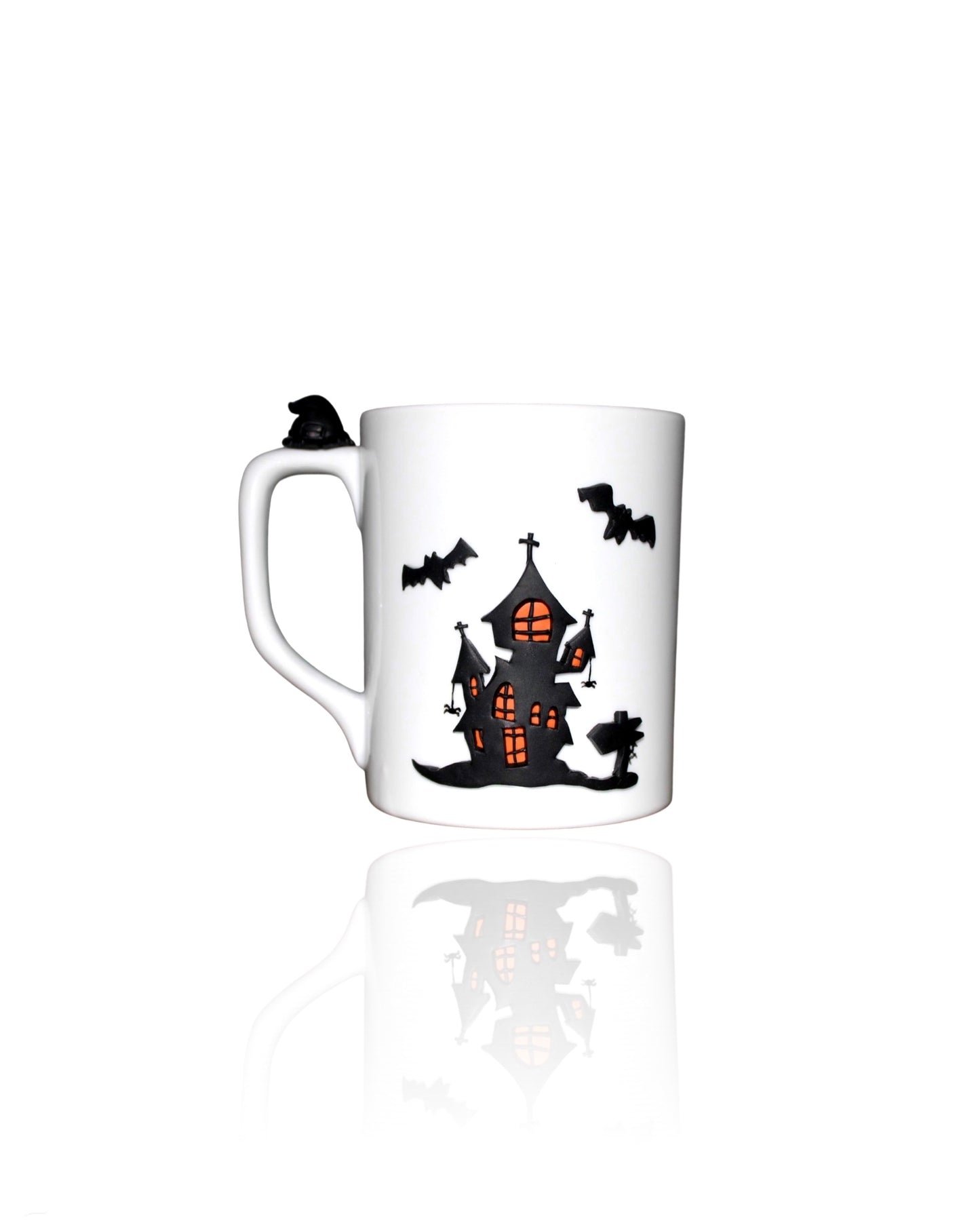 Mug Blanc Maison Hantée et Chauve-souris Halloween