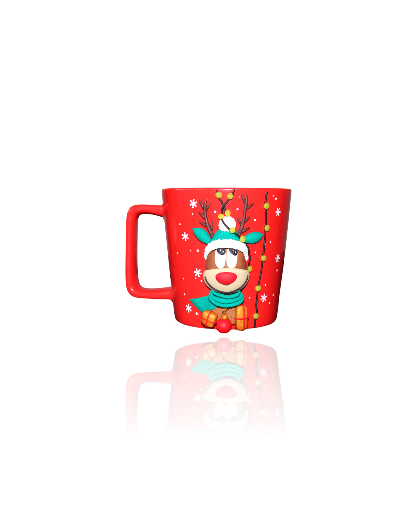 Mug Rouge Personnalisé Cerf de Noël
