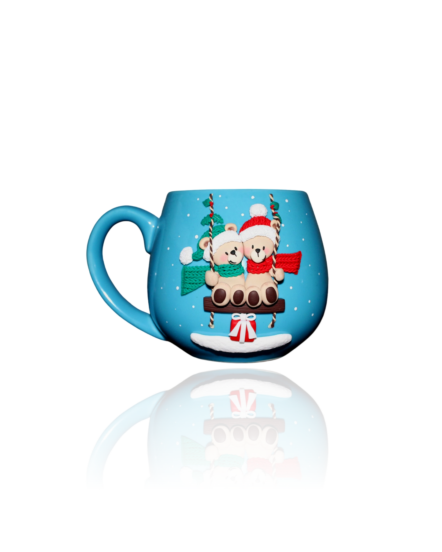 Mug de Noël Bleu Oursons sur Balançoire