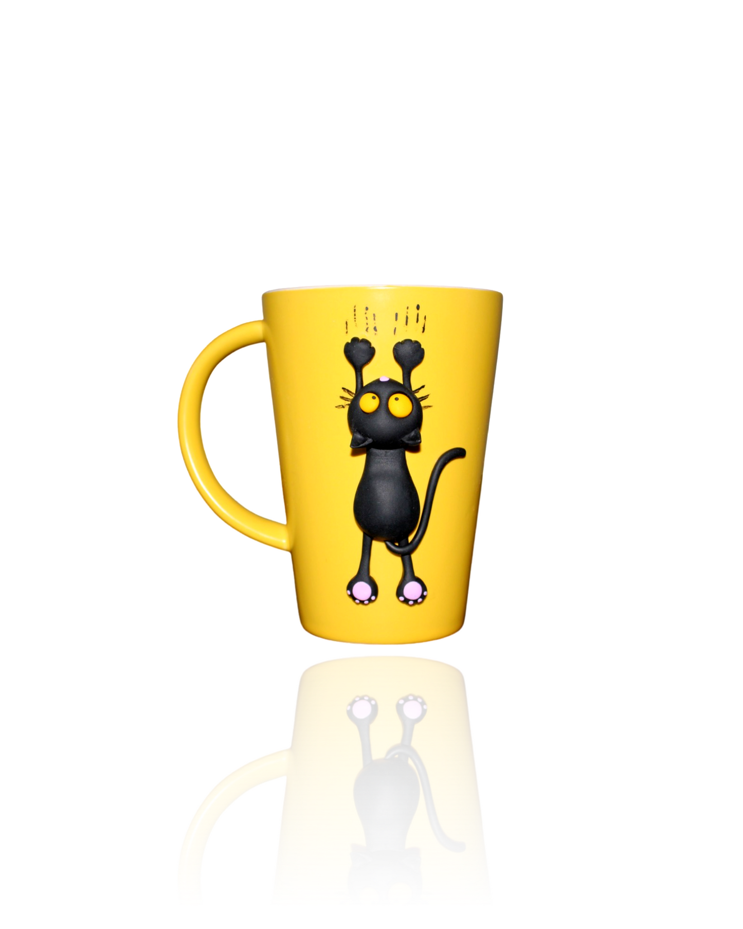 Mug Jaune Moutarde Personnalisé Chat Noir