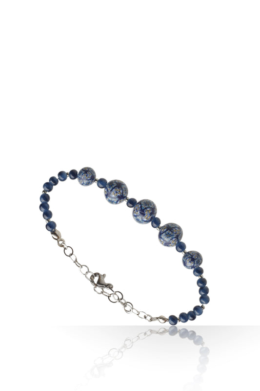 Bracelet Chaînette et Perles Bleues Originales