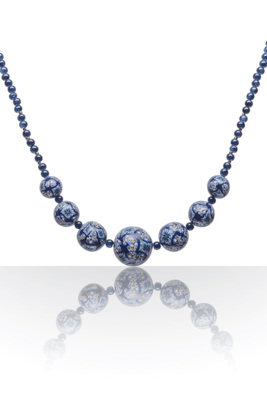 Collier Pendentif en Perles Bleues Originales