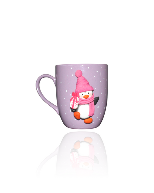Mug Violet Personnalisé Noël Penguin