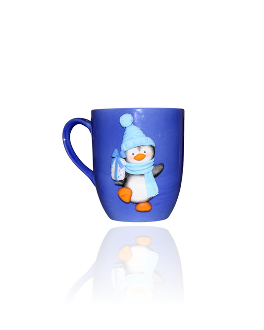 Mug Bleu Personnalisé Noël Penguin