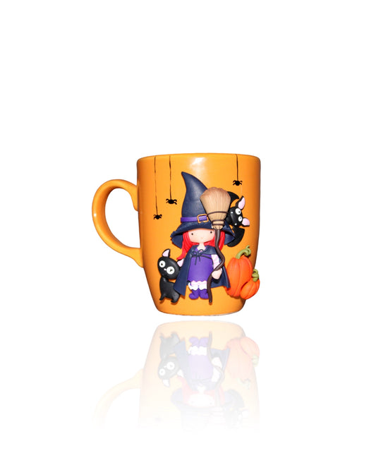 Mug Orange Personnalisé Sorcière Halloween