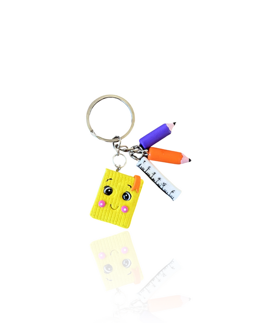 Porte-clés École Cahier Crayons et Règle